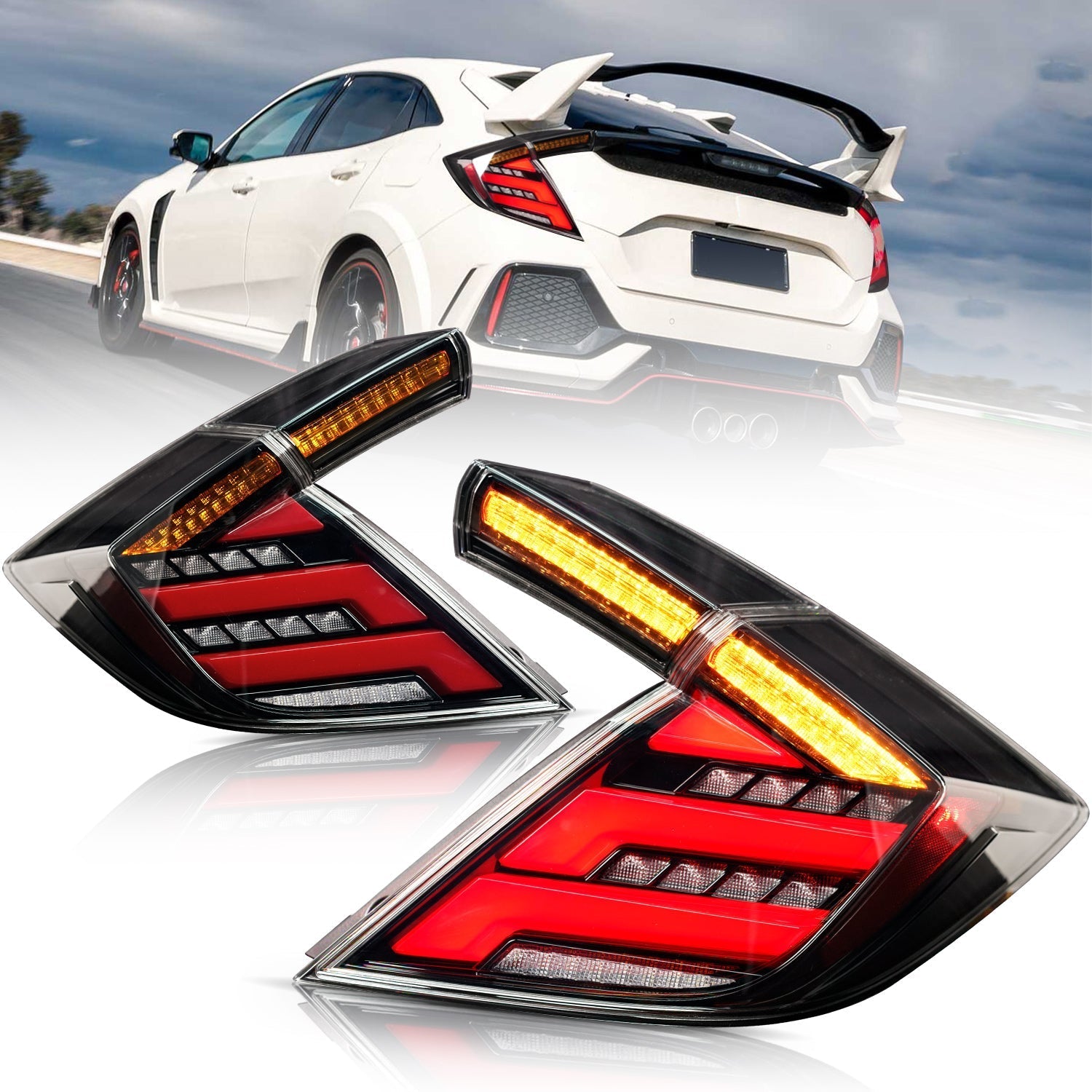 Honda Civic Type R Hatchback 10th Gen White Taillight 2016-2021