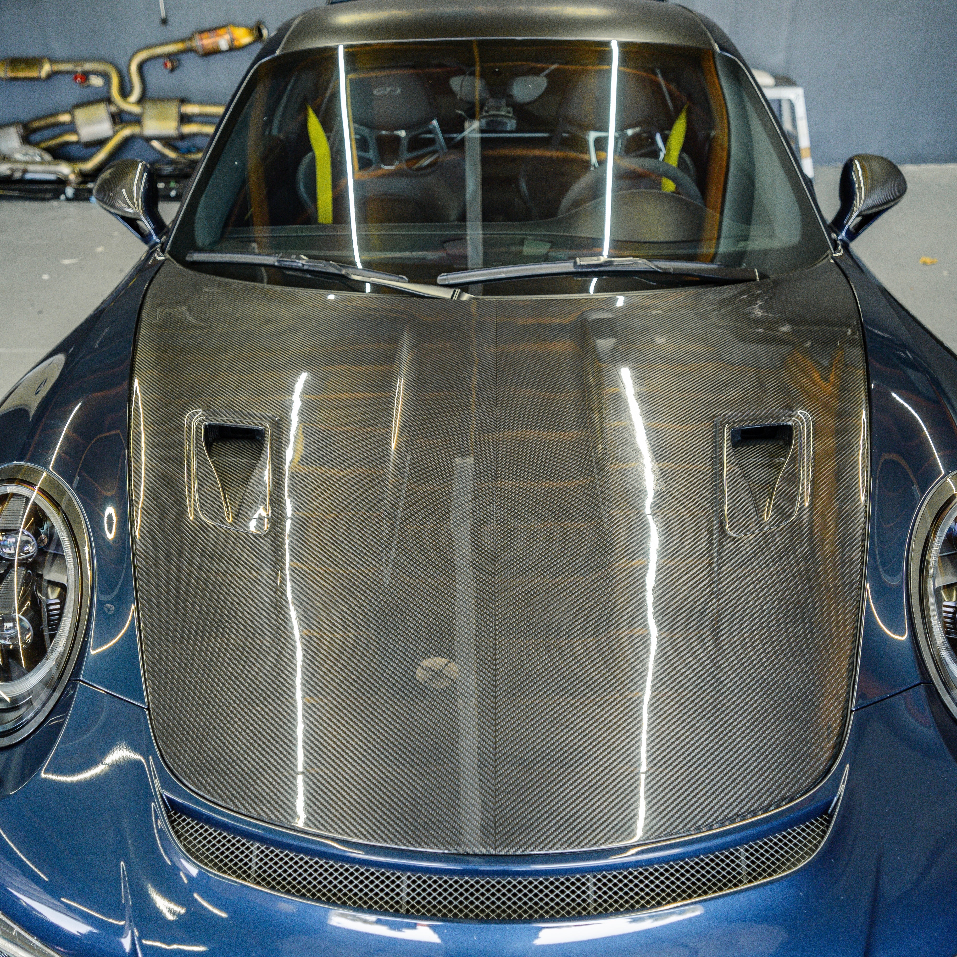 991 Porsche GT3RS Style Double Sided Carbon Fiber Vented Hood (2012 - 2019)